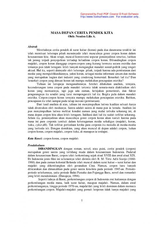 picture_Cerpen Pdf 51698 | Artikel Masa Depan Cerita Pendek Kita