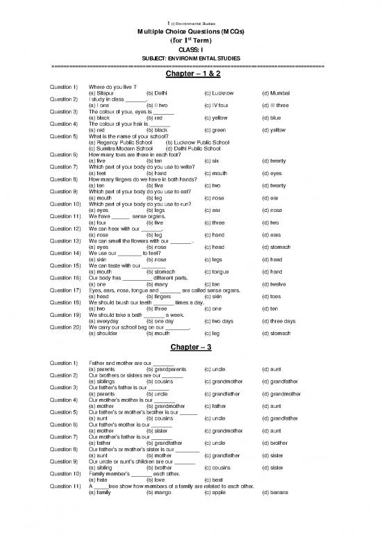 picture Environmental Studies Pdf 49658 | Class 1 Environmental Studies