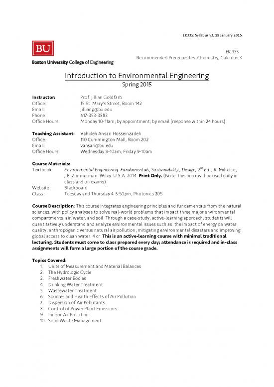 picture Environmental Engineering Textbook 50434 | Ek 335 Goldfarb Syllabus S15
