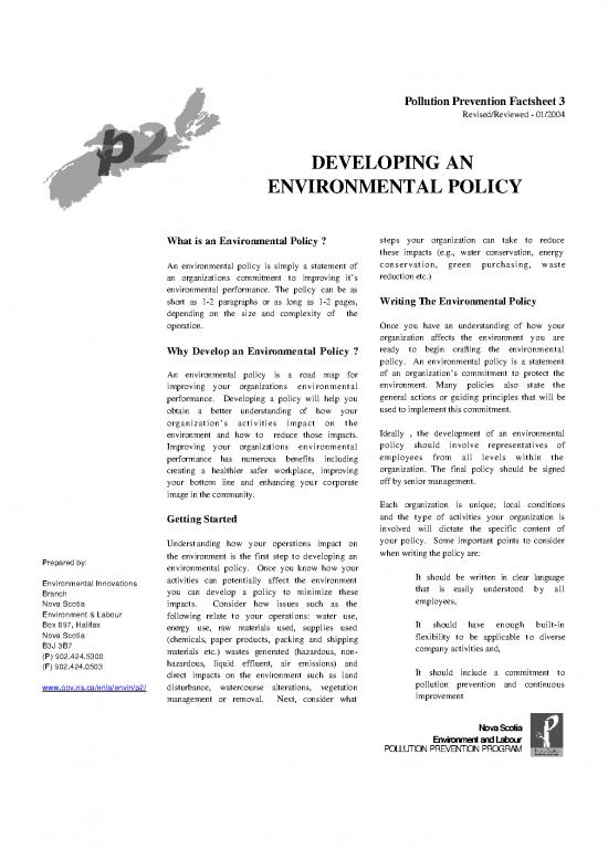 picture_The Environment Pdf 49989 | Env Policy Factsheet