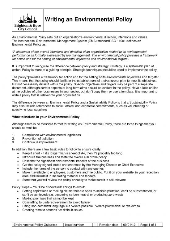 picture Environmental Management System Example Pdf 50427 | Environmental Policy Guidance Jan 12