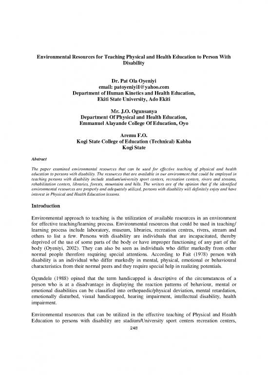 picture1_The Environment Pdf 50896 | Environmental Resources For Teaching Physical And Health Education To Person With Disability 2315 7844 1 137