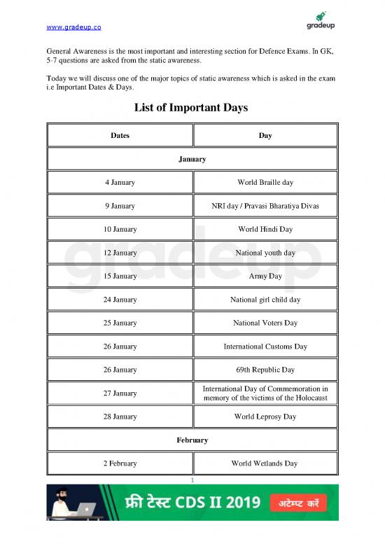 picture_General Awareness In Hindi 49467 | List Of Important Days (e)