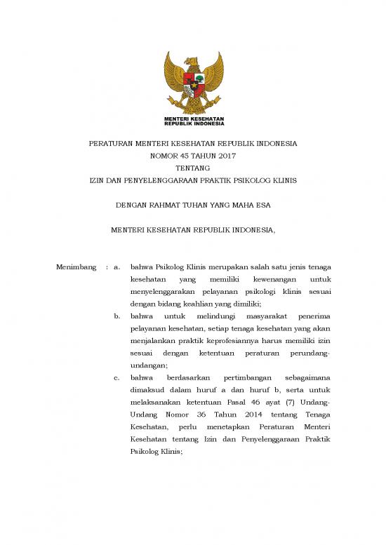 picture Psikolog Pdf 51319 | Pmk N 45 Ttg Izin Dan Penyelenggaraan Praktik Psikolog Klinis