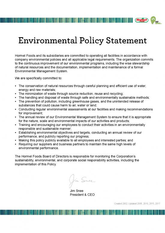 picture Company Environmental Policy Pdf 50744 | Responsibility Enviornmental Policy Statement 17