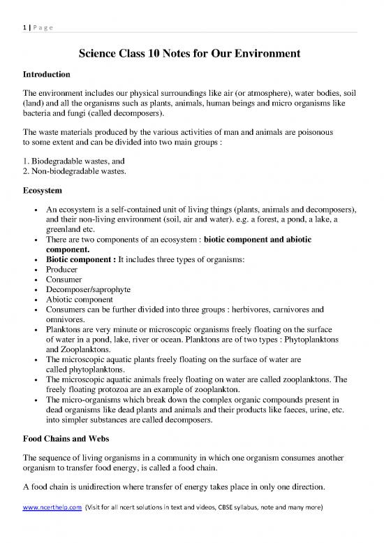 picture The Environment Pdf 49960 | Science  Notes For Class 10 Chapter 15 Our Environment