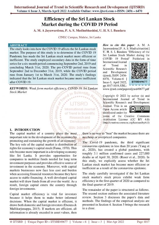picture_Research Pdf 52114 | Efficiency Of The Sri Lankan Stock Market During The Covid 19 Period