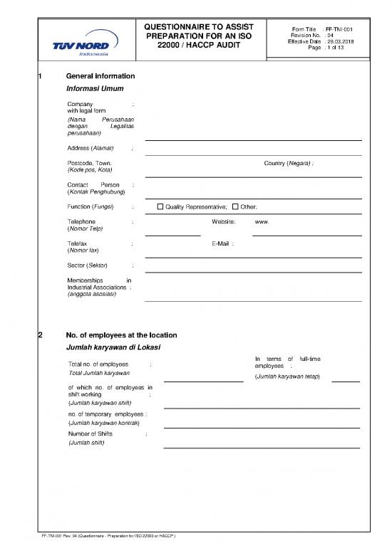 picture Iso 22000 Pdf 54038 | Ff Tni 001 Re 04  Questionnaire   Preparation For Iso 22000 Or Haccp