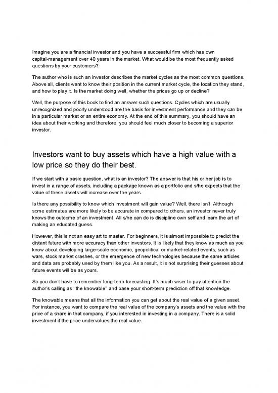 picture1_Play Therapy Pdf 52967 | Mastering The Market Cycle By Howard Marks Book Summary