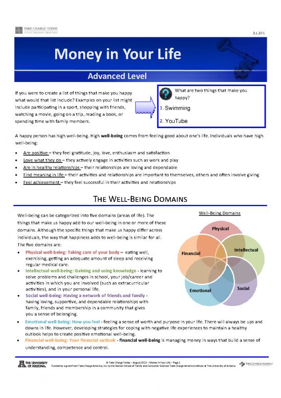 picture Money Pdf 52696 | Money In Your Life Info Sheet 2 1 2 F1 Finished
