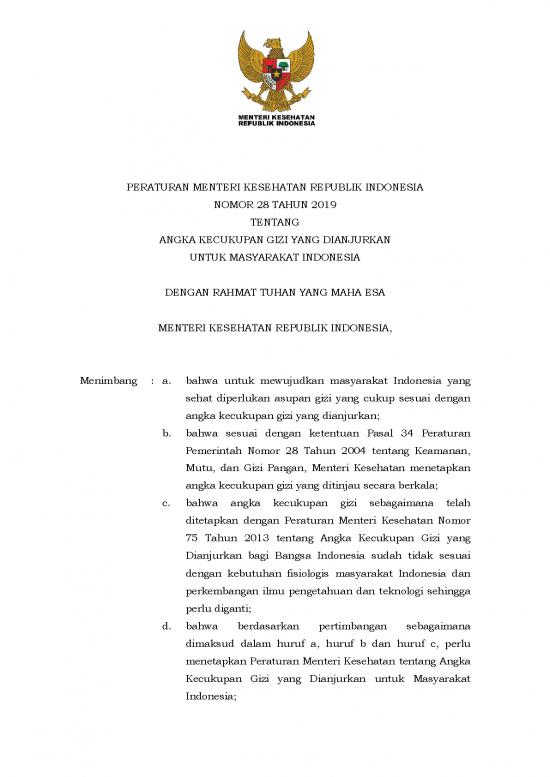 picture Gizi Pdf 53514 | Pmk No  28 Th 2019 Ttg Angka Kecukupan Gizi Yang Dianjurkan Untuk Masyarakat Indonesia