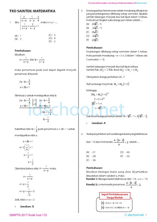 picture_Matematika Pdf 53823 | Soal Dan Pembahasan Sbmptn Tkd Saintek 2017 Matematika