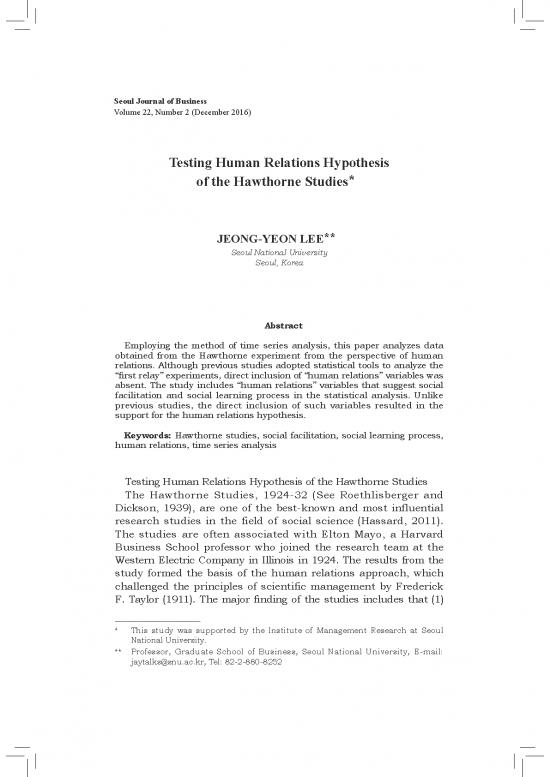 picture_Research Pdf 52961 | Testing Human Relations Hypothesis Of The Hawthorne Studies