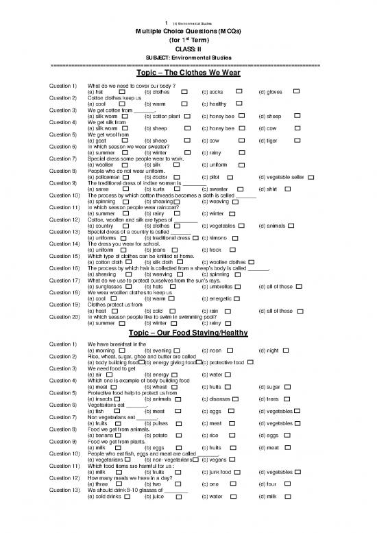 picture_Environmental Studies Pdf 55630 | Class 2 Environmental Studies