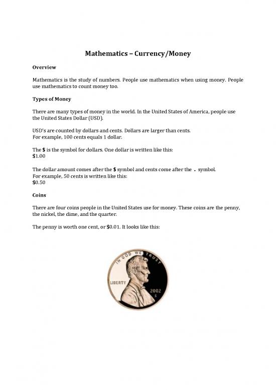 picture Money Pdf 54904 | Ell Math Currency