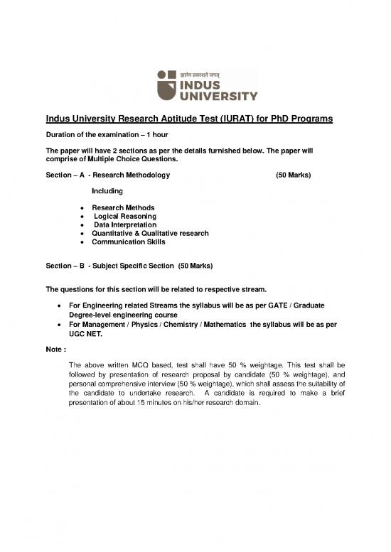 picture Research Methodology Pdf 55190 | Indus University Research Aptitude Test July 2016