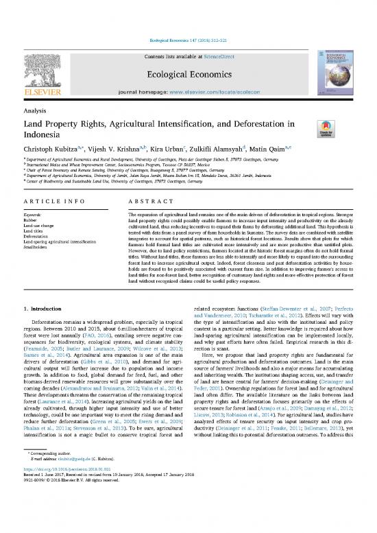 picture Deforestation Pdf 56277 | Land Property Rights Agricultural Intensification And Deforestation In Indonesia