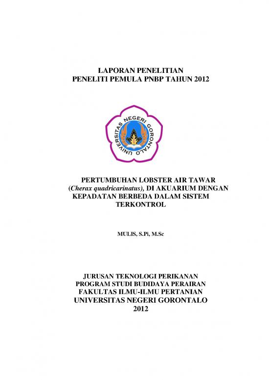 picture_Budidaya Lobster Air Tawar Pdf 56748 | Pertumbuhan Lobster Air Tawar Cheraz Quadricarinatus Di Aquarium Dengan Kepadatan Berbeda Dalam Sistem Terkontrol
