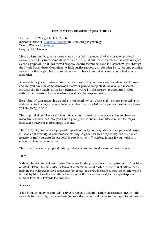 picture Sample Of Research Proposal Pdf 55680 | Proposal Writing Guidelines