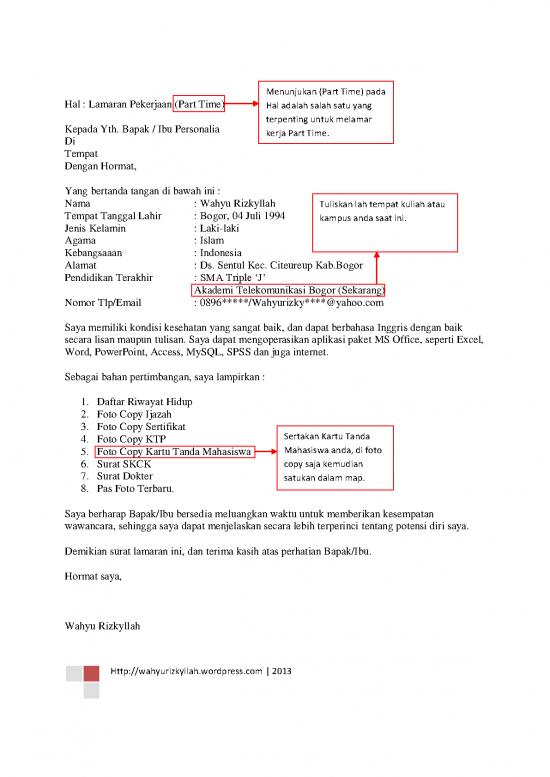 picture1_Pendidikan Pdf 57804 | Contoh Surat Lamaran Kerja Part Time
