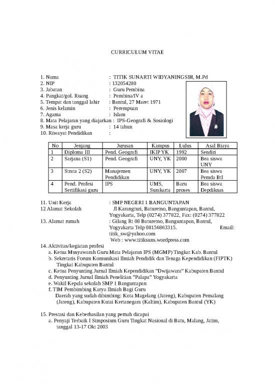 picture Cv Lamaran Kerja Doc 57302 | Curriculum Vitae