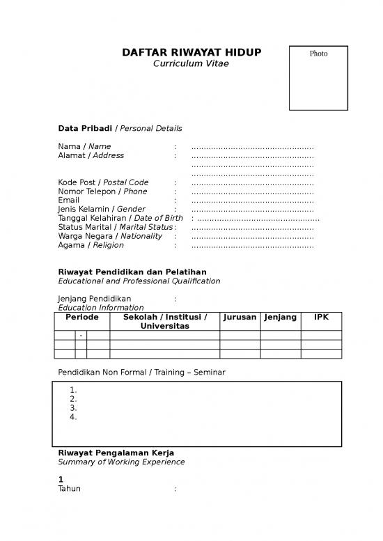 picture Cv Lamaran Kerja Doc 57313 | Form Cv