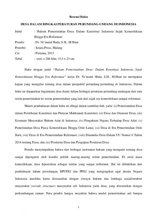 picture Pemerintahan Desa Pdf 58689 | Jamaludin Ghofur Sh Mh Resensi Buku Desa Dr Nimatul Huda Sh Mhum