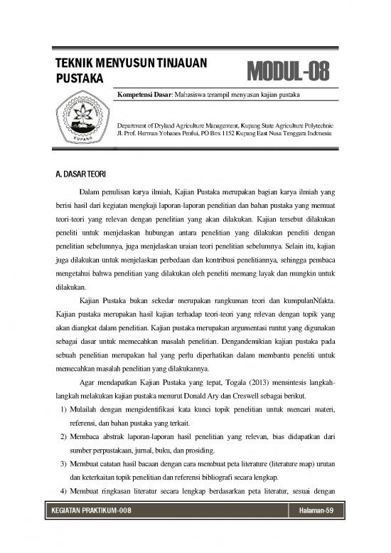 picture Contoh Tinjauan Pustaka Pada Karya Ilmiah 58307 | Modul Praktek Tekppen 008