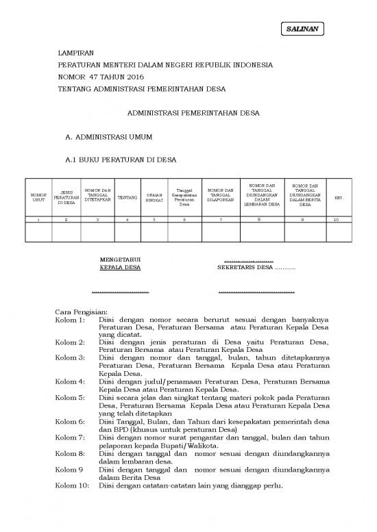 picture Pemerintahan Desa Pdf 58602 | Permendagri N47 Th 2016 Lampiran Administrasi Pemerintahan Desa
