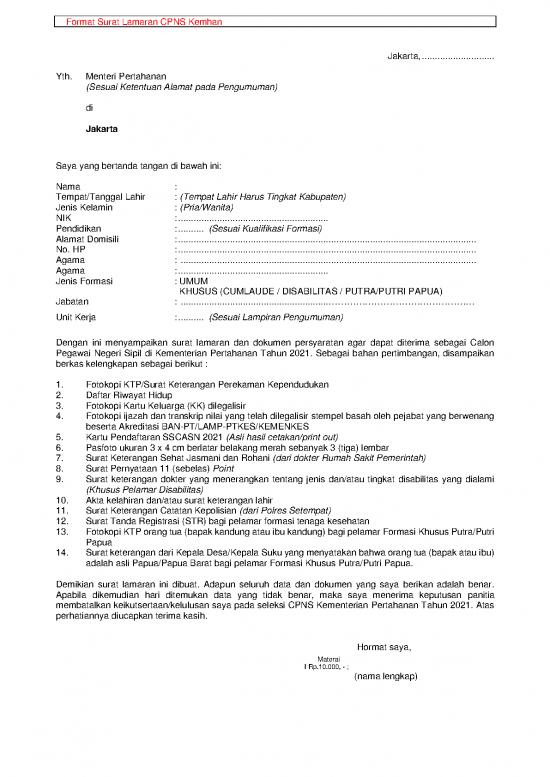 picture1_Pendidikan Pdf 57813 | Template Surat Lamaran Cpns Kemhan 2021