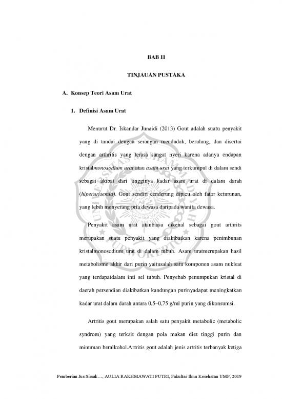 picture Asam Urat Pdf 60915 | Aulia Rakhmawati Putri Bab Ii