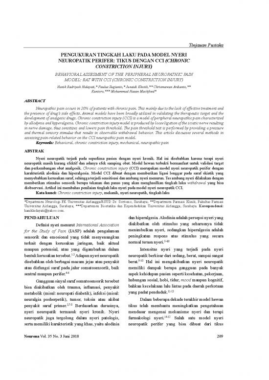 picture Nyeri Pdf 59429 | Pengukuran Tingkah Laku Pada Model Nyeri Neuropatik Perifer Tikus Dengan Cci (chronic Construction Injury)