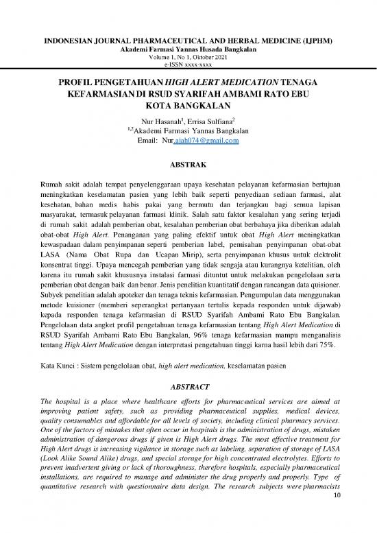 picture Obat Lasa 63269 | 349660 Profil Pengetahuan High Alert Medication 0edebb5d