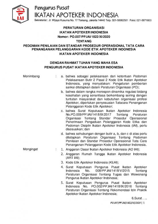 picture1_Etika Pdf 62782 | Po 007 Pp Iai 1822 Xi 2020 Tentang Pedoman Penangan Pelanggaran Kode Etik
