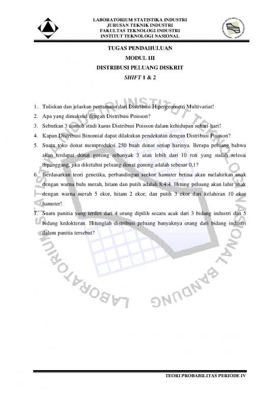 picture Distribusi Peluang Diskrit 61910 | Tugas Pendahuluan Modul 3