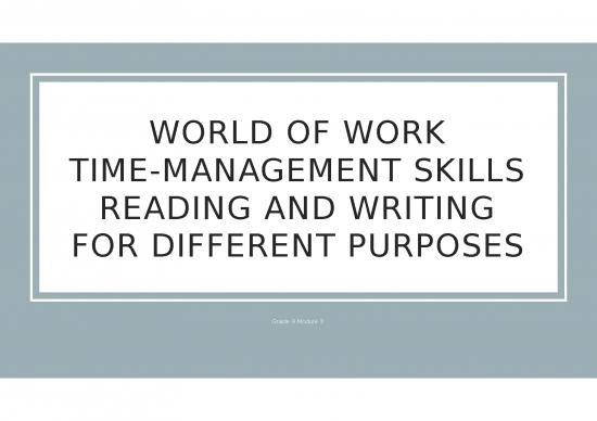 picture Maths Powerpoint Presentation 66095 | Grade 9 Module 3 Time Management Reading Writing 1