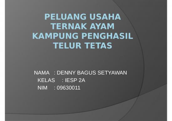 picture Power Point Manajemen 65096 | Peluang Usaha Ternak Ayam Kampung Penghasil Telur Tetas