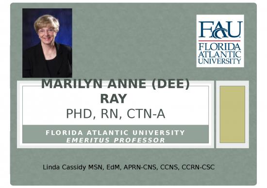 picture Nurse Ppt 66624 | Ray Marilyn Anne Dee Ray Presentation Of Theory Of Bureaucratic Caring July 2013 By Linda Cassidy Phdc Fau