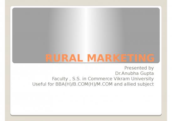 picture Marketing Ppt 67731 | Com 4th Sem Rural Marketing Mm By D Anubha Gupta