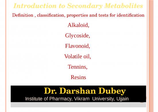 picture Concept Powerpoint 67115 | D Darshan Dubey Secondary Metabolites For Pharma Iv Sem Pharmacognosy