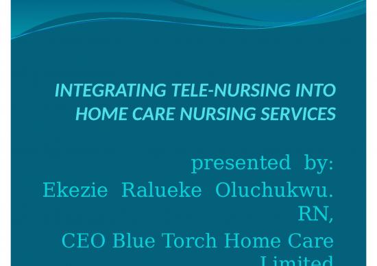 picture Nursing Theories Ppt 68261 | Integrating Telenursing Into Home Care Ekezie Ralueke 15 Nov 2012
