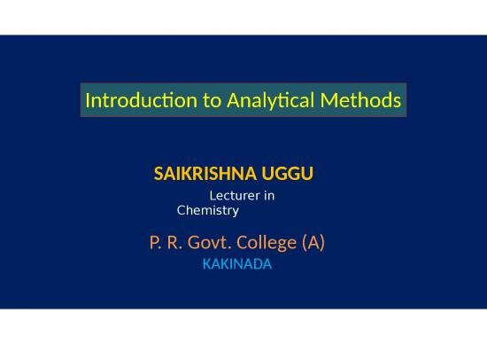 picture Chemistry Ppt 66981 | Introduction To Analytical Methods