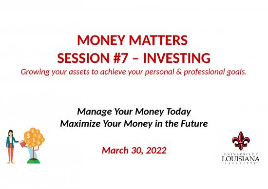 picture Financial Presentation Template 71293 | Ull Grad   Money Matters   2021 22   Session â™¯8   Investing
