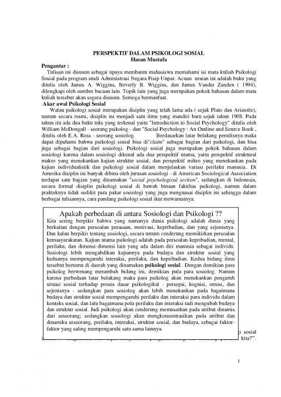 picture Sosiologi Pdf 6962 | Perspektif Dalam Psikologi Sosial - Psikologi Dan Filsafat