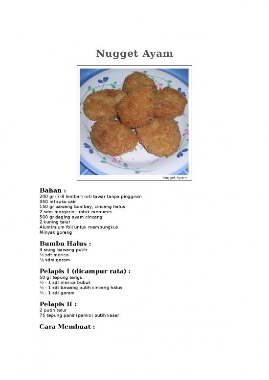 picture1_Serba Serbi   Resep Nugget Ayam - Pertanian Dan Peternakan