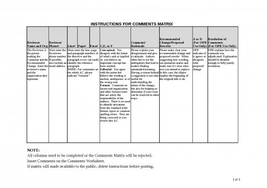 picture1_Excel Sheet Download 7251 | Draft 150 5220 9b Comment Matrix - Standar Format