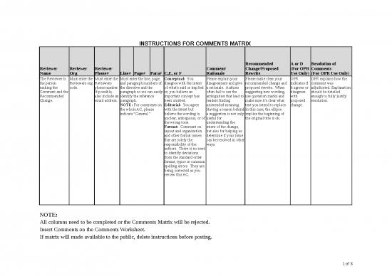 picture_Excel Sheet Download 7252 | Draft 150 5370 10h Comment Matrix Industry - Standar Format