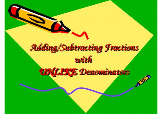picture Ppt On Fractions 72467 | Adding  Subtracting Fractions With Unlike Denominators