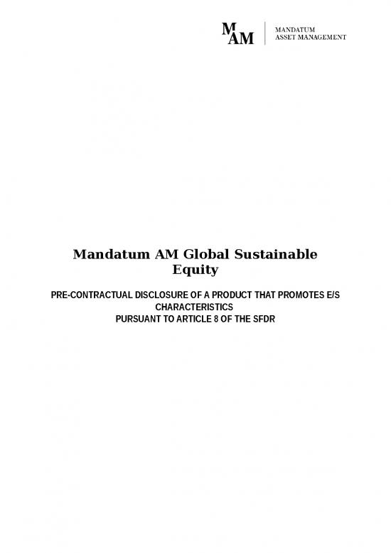 picture Company Presentation Templates 74270 | Article 8 Disclosure Global Sustainable Equity