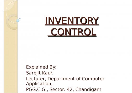 picture Analysis Ppt 75997 | Inventory Control